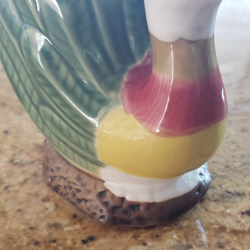 Vintage Green Pheasant Planter, Colorful Game Bird Planter. - Picture 13 of 16
